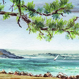 Ocean Beach Watercolour Landscape 