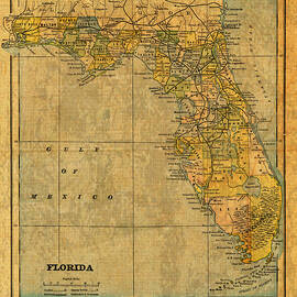 Old Map of Florida Vintage Circa 1893 on Worn Distressed Parchment by Design Turnpike