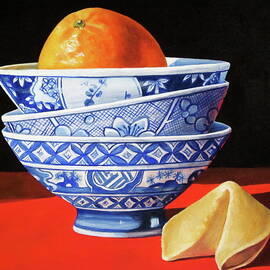 Orange in rice bowls by Lillian Bell