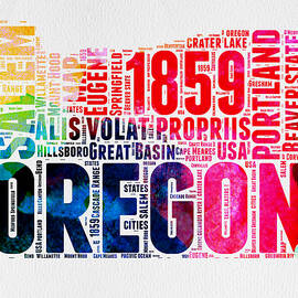 Oregon Watercolor Word Cloud by Naxart Studio