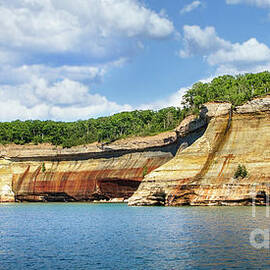 Painted Coves Pictured Rock National Shoreline Panorama by Karen Jorstad