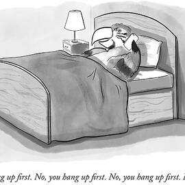 Parrot in bed repeats same sentence as they try to end a phone call. by Jason Adam Katzenstein
