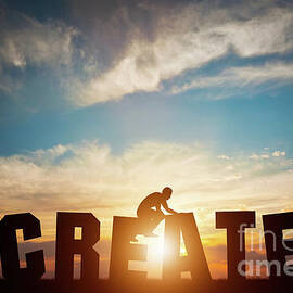 People connect letters to compose the CREATE word. Creativity, making art, teamwork by Michal Bednarek