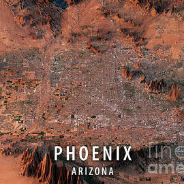 Phoenix 3D Render Satellite View Topographic Map Horizontal by Frank Ramspott