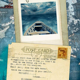 Poloroid of Boat with Inspirational Quote