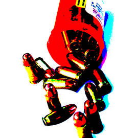 Pop Art of .45 cal bullets comming out of pill bottle by Mike Ledray