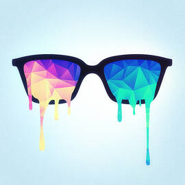 Psychedelic Nerd Glasses with Melting LSD Trippy Color Triangles by Philipp Rietz