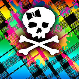 Rainbow Plaid Skull by Roseanne Jones