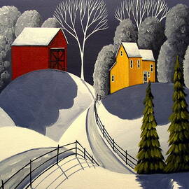 Red Barn In Snow by Debbie Criswell