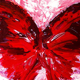 Red Butterfly Painting with Palette knife by Patricia Awapara