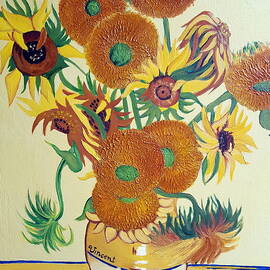 Reproduction of Vincent Van Gogh's Sunflowers by Malgorzata Pieczonka pseud Vangocha