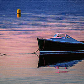 Runabout Moored at Sunset by Marty Saccone