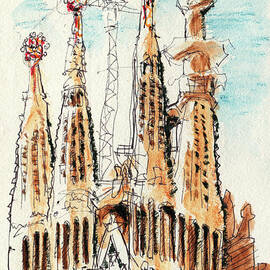 Sagrada Familia Church Barcelona Drawing by Frank Ramspott