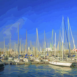 Sailing Boats at Rest, Barcelona - 1 by Brian Shaw