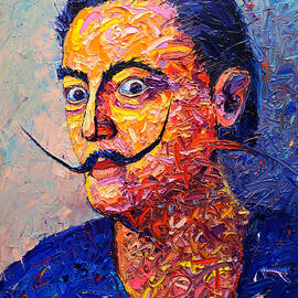 Salvador Dali Contemporary Impasto Palette Knife Oil Painting Portrait By Ana Maria Edulescu by Ana Maria Edulescu
