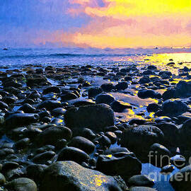 Santa Barbara Beach Sunset California by Alicia Hollinger