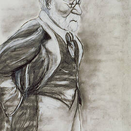 Sigmund Freud  charcoal and pastel on paper by Stevie Taylor