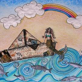 Siren on a paper boat by Graciela Bello