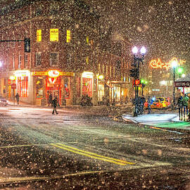 Snowfall in Harvard Square Cambridge MA 2