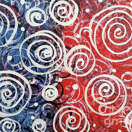 Spinning Tops Red White Blue Swirls Design Abstract Beautiful Bright Bold Jackie Carpenter  by Jackie Carpenter