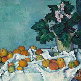 Still Life with Apples and a Pot of Primroses, 1890 by Claude Monet