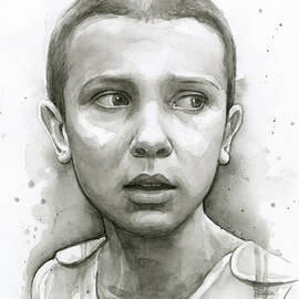 Stranger Things Eleven Upside Down Art Portrait by Olga Shvartsur