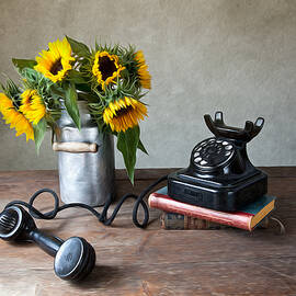 Sunflowers and Phone by Nailia Schwarz
