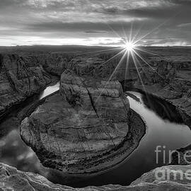 Sunset at Horseshoe Bend bw by Jerry Fornarotto