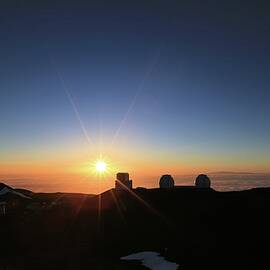 Sunset on the Mauna Kea Observatories by M C Hood