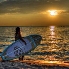Surfer Girl Sundown  by John Scatcherd