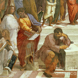 The School of Athens, detail of the figures on the left hand side by Raphael