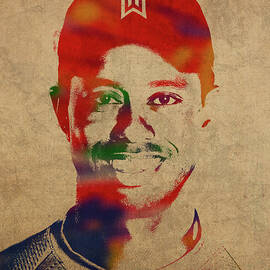 Tiger Woods Watercolor Portrait by Design Turnpike
