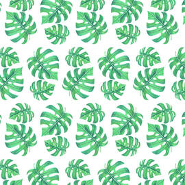 Tropical pattern with monstera leaves by Katerina Kirilova