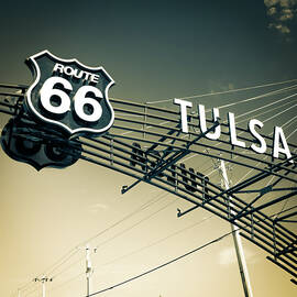 Tulsa Retro Route 66 - Vintage Sepia Square Edition by Gregory Ballos