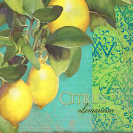 Tuscan Lemon Tree - Citrus Limonum Damask by Audrey Jeanne Roberts