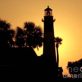 Tybee lighthouse sunset silhouette  by Charlene Cox