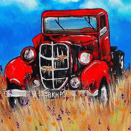 Uncle John's Truck Antique Old Work Farmer Rancher Country Wildflowers Jackie Carpenter by Jackie Carpenter