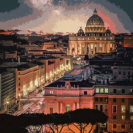 Vatican City at night by AM FineArtPrints