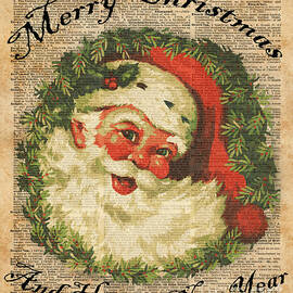 Vintage Happy Santa Christmas Greetings Festive Holidays Decor New Year Card by Anna W
