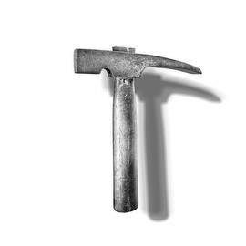 Vintage Masonry Hammer Floating on White in BW by YoPedro