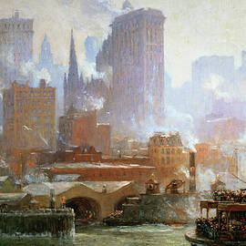 Wall Street Ferry Ship by Colin Campbell Cooper