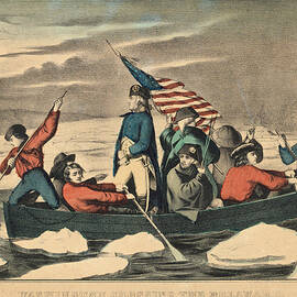 Washington Crossing the Delaware , Evening Previous to the Battle of Trenton, December 5th, 1776 by Currier and Ives
