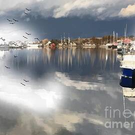 Watercolor Reflections in Mystic, Connecticut by Linda Ouellette