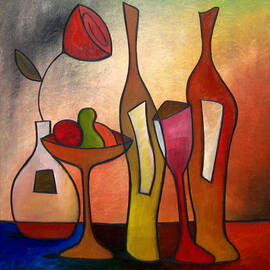 We Can Share - Abstract Wine Art by Fidostudio by Tom Fedro