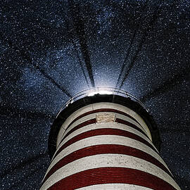 West Quoddy Head Lighthouse Night Light by Marty Saccone