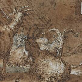 A Barnyard With Goats And A Goatherd