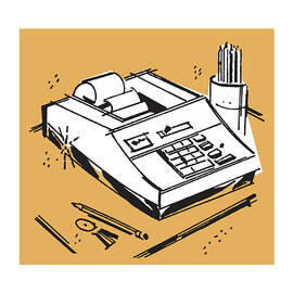 Adding Machine on a Desk with Pencils by CSA Images