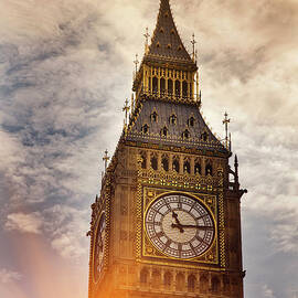 Big Ben Clock Tower In Cloudy Sky by Walter Zerla