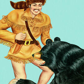 Pantless Man and Bear by CSA Images
