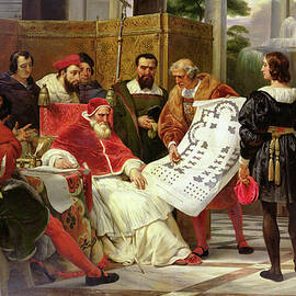 Pope Julius Ii Ordering Bramante, Michelangelo And Raphael To Construct The Vatican And St. Peter's, 1827 by Emile Jean Horace Vernet